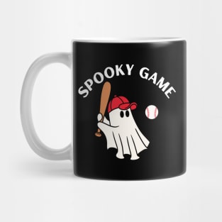 Spooky game, ghost playing baseball. Halloween Mug
